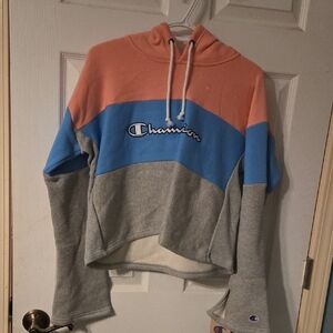 Champion Women's Colorblock Cowl Neck Sweater - Coral, Sky Blue, and Gray